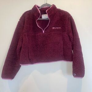 Champion Maroon Cropped Fleece Pullover